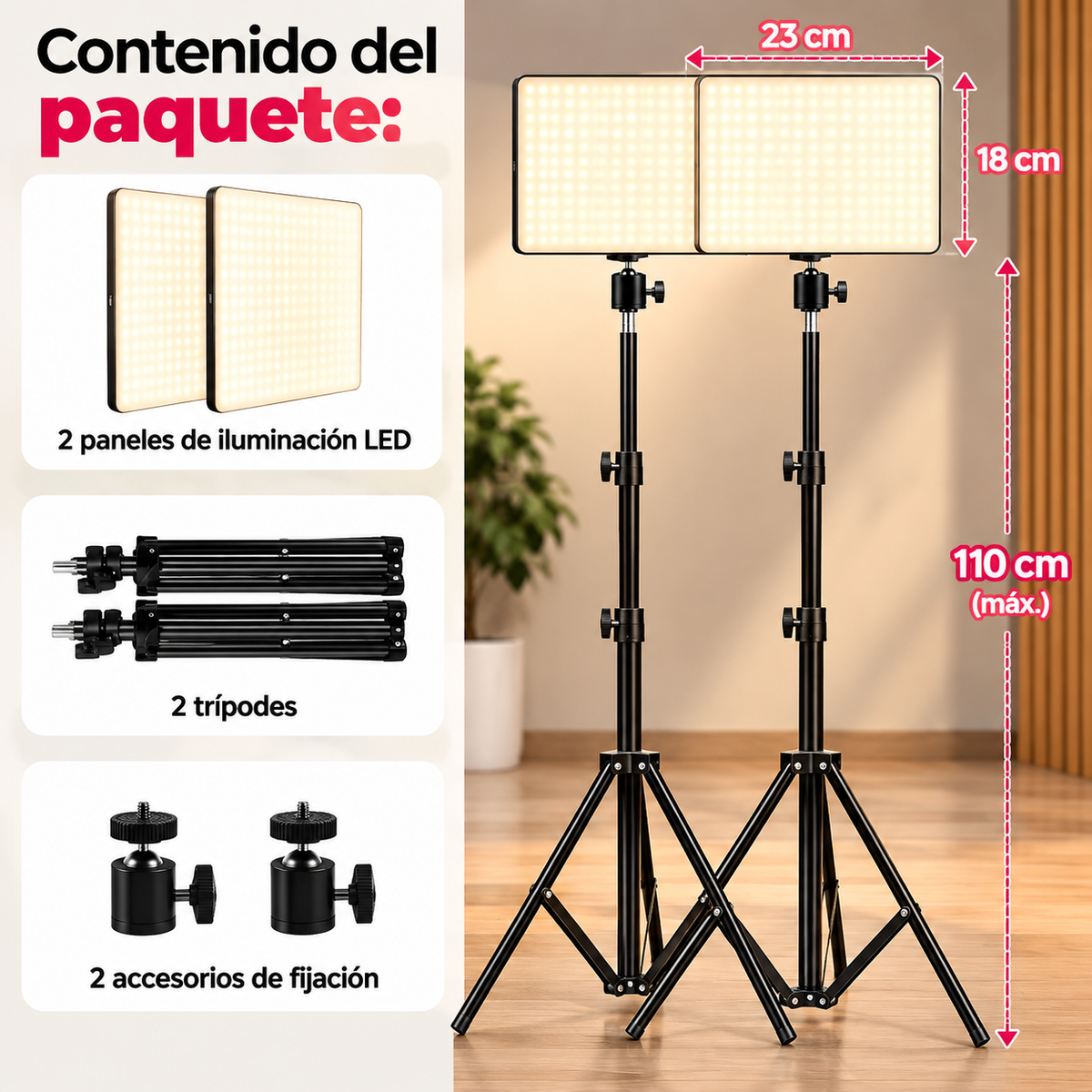 Luz LED Bi-Color con Trípode para Vídeo y Streaming