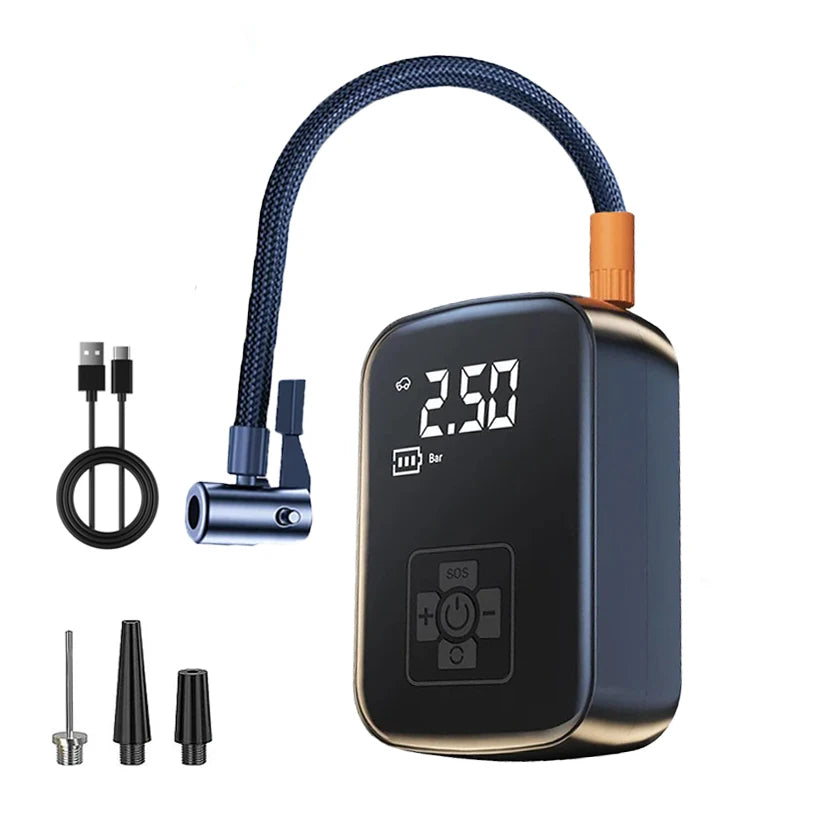 Compresor de Aire Inalámbrico 150 PSI con Pantalla Digital para Coche, Moto y Bicicleta