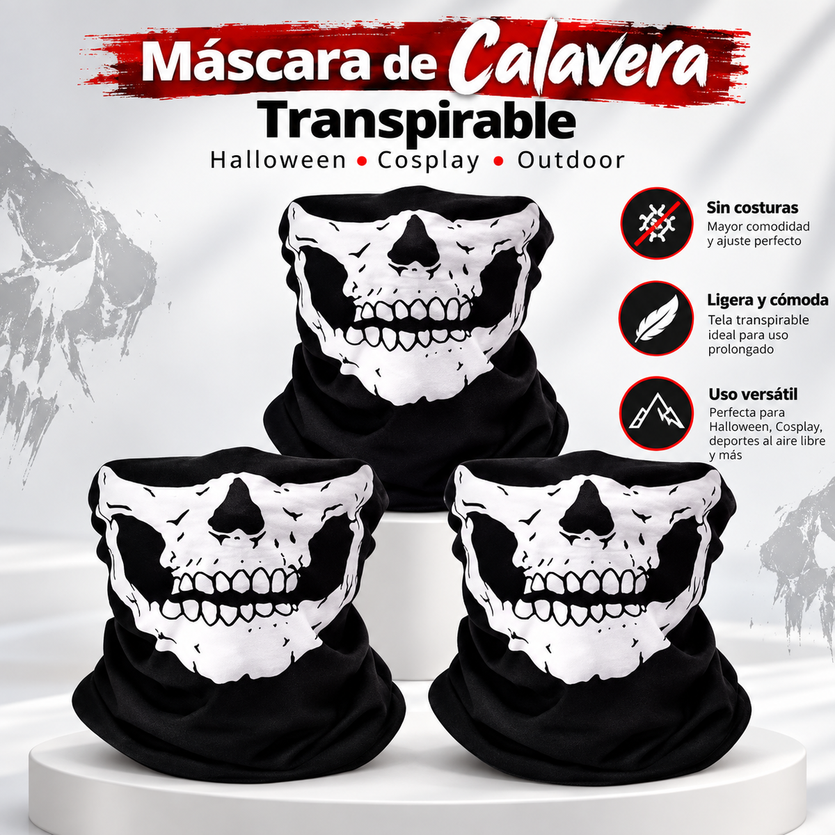 Máscara de Calavera Transpirable – Halloween y Cosplay