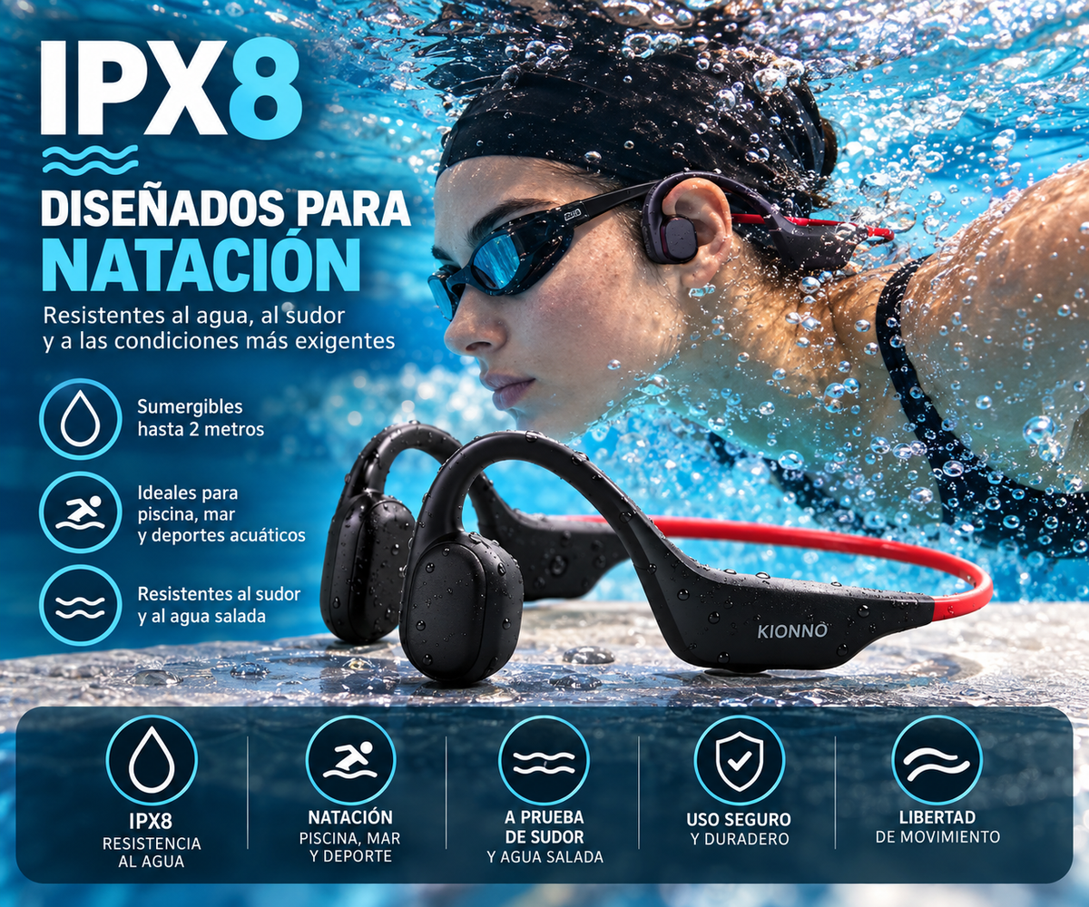 Auriculares para Nadar de Conducción Ósea IPX8