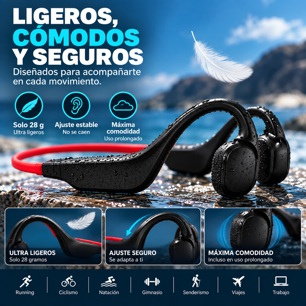 Auriculares para Nadar de Conducción Ósea IPX8