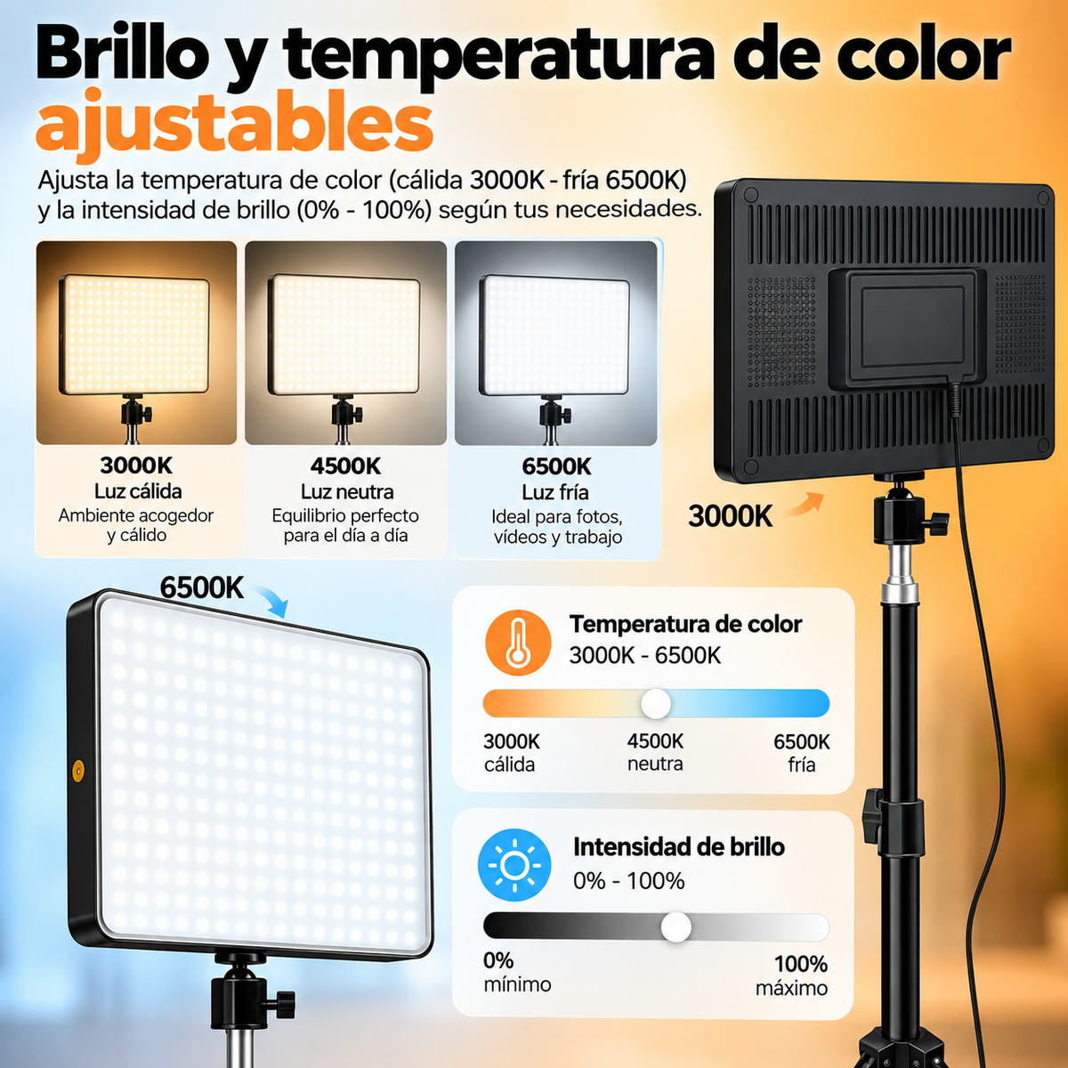 Luz LED Bi-Color con Trípode para Vídeo y Streaming