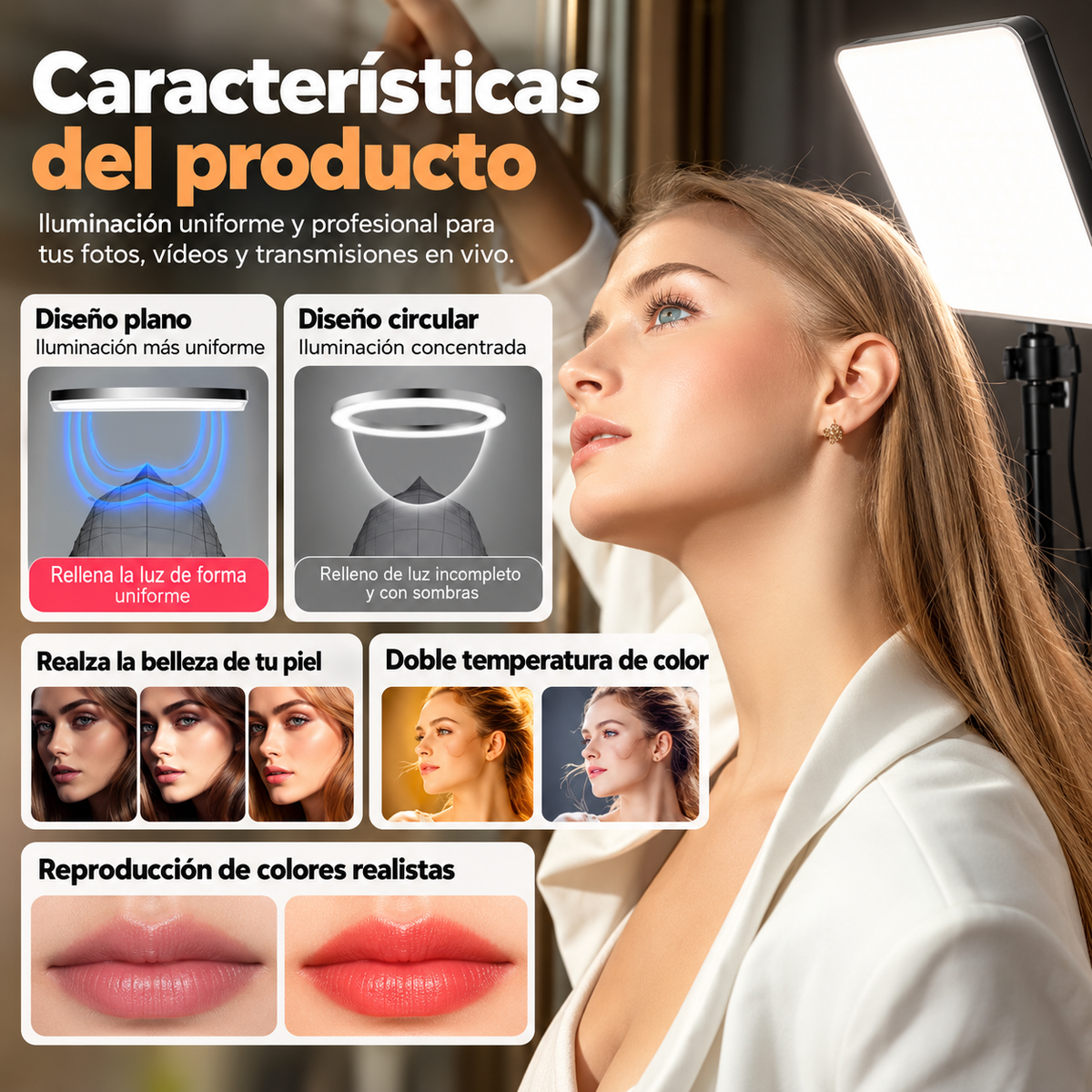 Luz LED Bi-Color con Trípode para Vídeo y Streaming