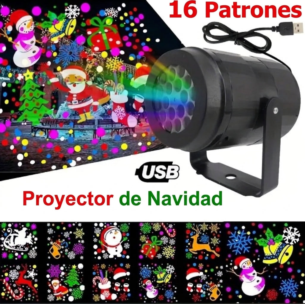 Proyector LED Navideño Máxico – 16 Efectos y Copos de Nieve