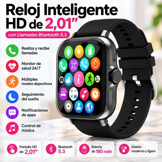 Reloj Inteligente HD de 2,01” con Llamadas Bluetooth 5.3