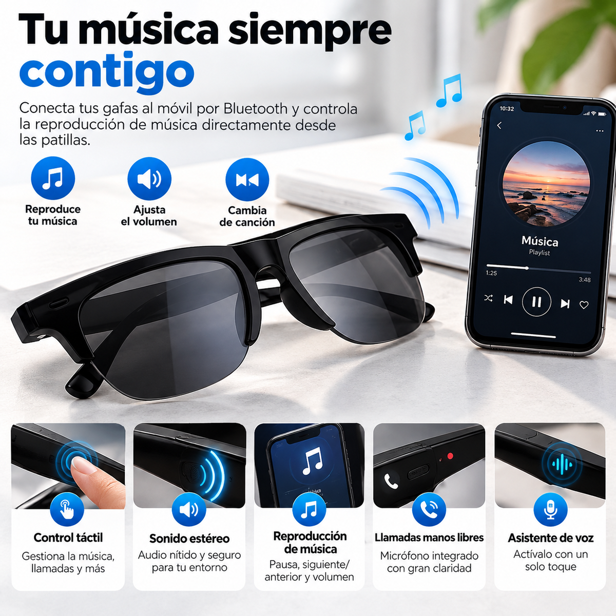 Gafas inteligentes Bluetooth
